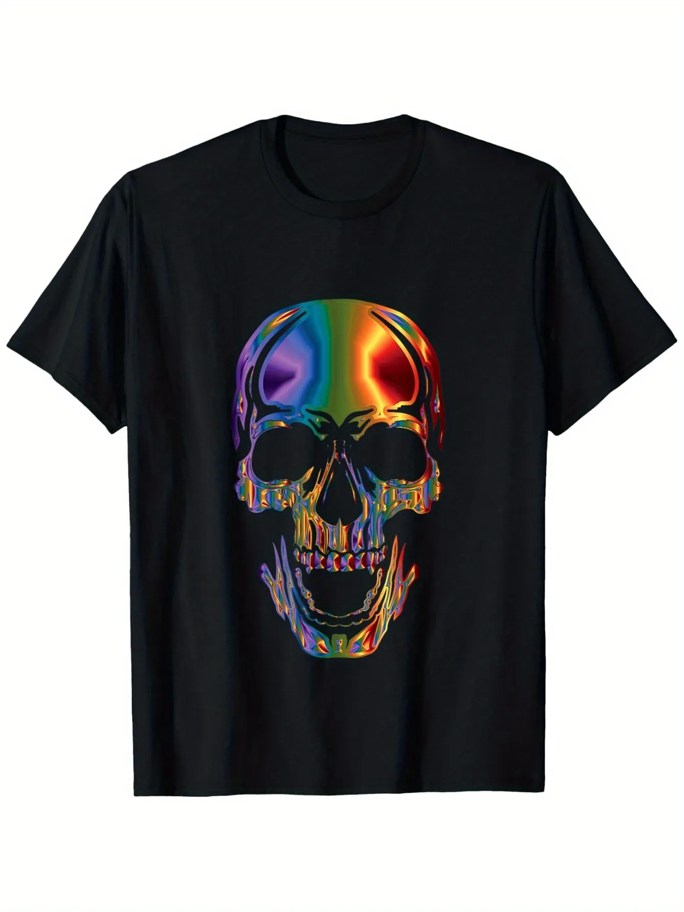 Tailorly Men's Printed Tee - Vivid Neon Light Reflection On Realistic Skull sold by Tailorly