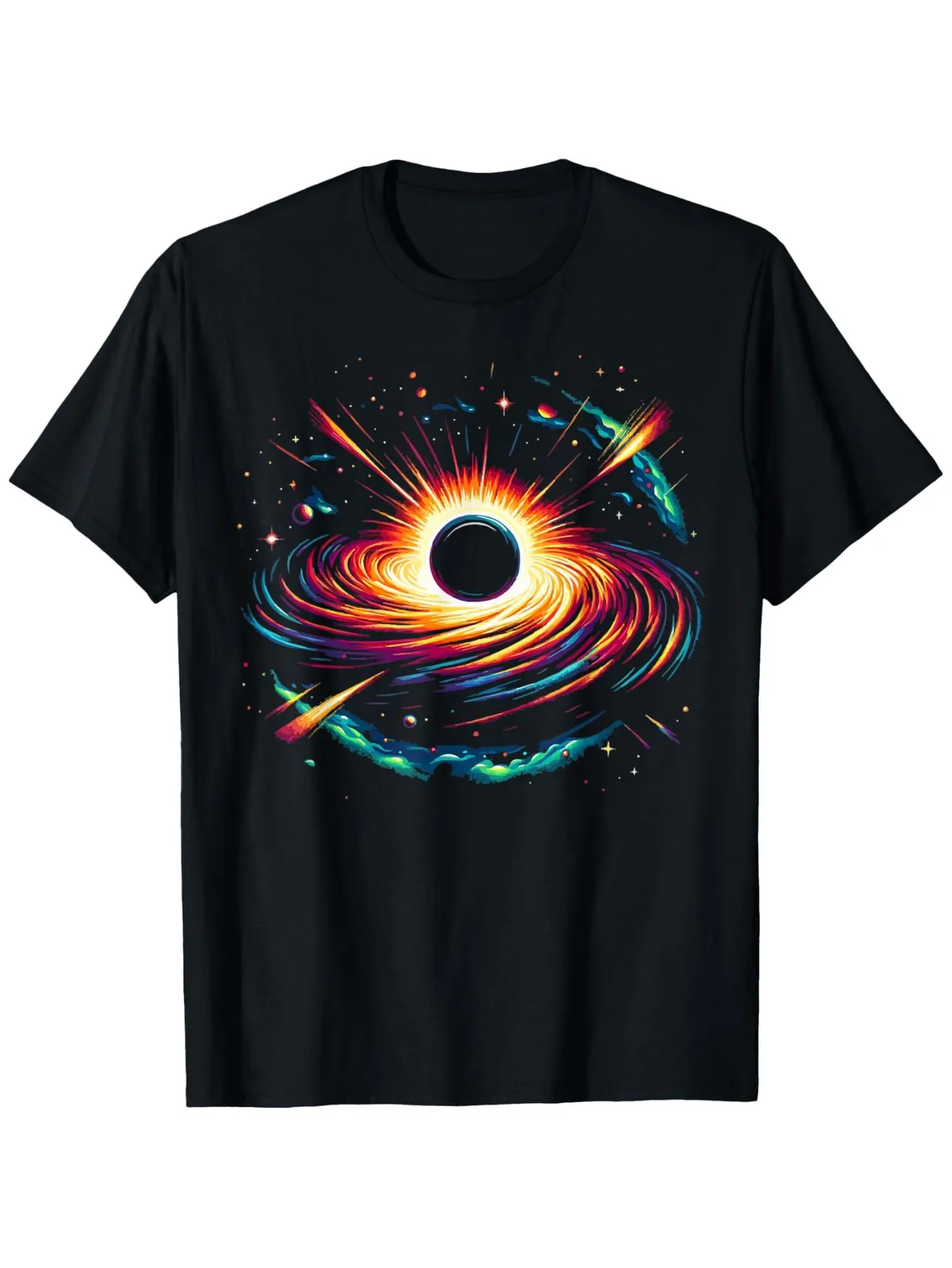 Tailorly Men's Printed Tee - Blazing Swirling Cosmic Light Around Vibrant Black Hole sold by Tailorly