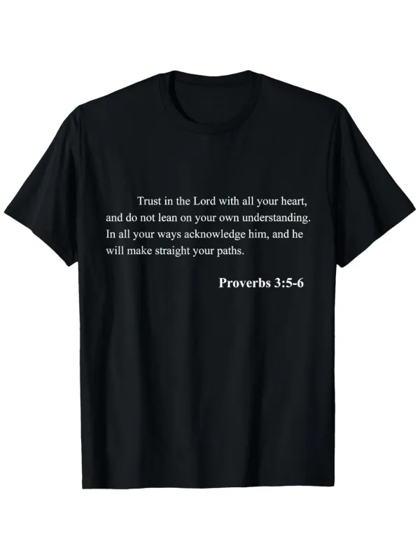 Tailorly Men's Printed Tee - Trust In The Lord Scriptural Wisdom Calm Black T Shirt made by Tailorly
