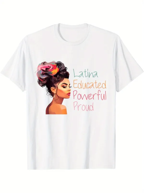 Tailorly Men's Printed Tee - Latina Educated Powerful Proud With Vibrant Hair Flowers Confident Woman Portrait made by Tailorly