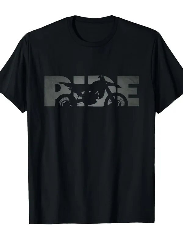 Tailorly Men's Printed Tee - Ride With Shadowed Motorcycle Silhouette Inside Bold Lettering made by Tailorly