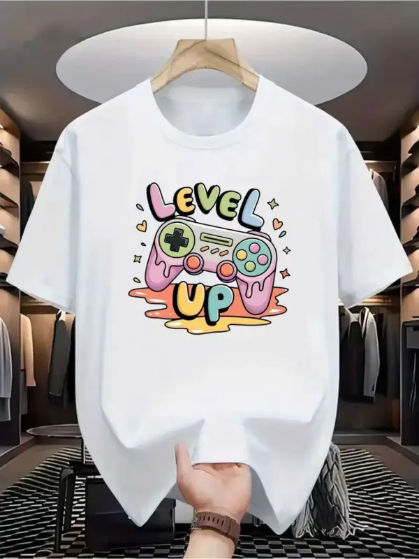 Tailorly Men's Printed Tee - Level Up Melting Pastel Colors Dripping Retro Video Game Controller made by Tailorly