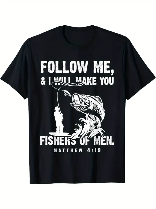 Tailorly Men's Printed Tee - Follow Me With Large Jumping Fish By Fisherman made by Tailorly