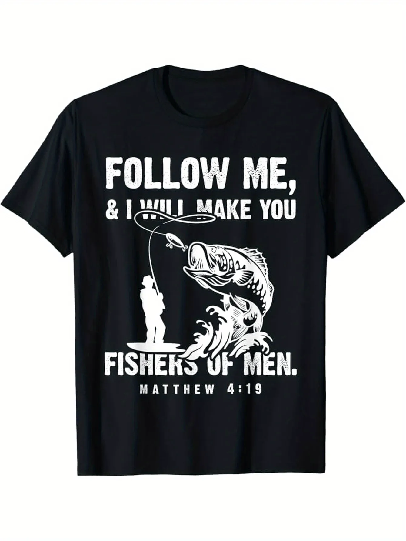Tailorly Men's Printed Tee - Follow Me With Large Jumping Fish By Fisherman sold by Tailorly