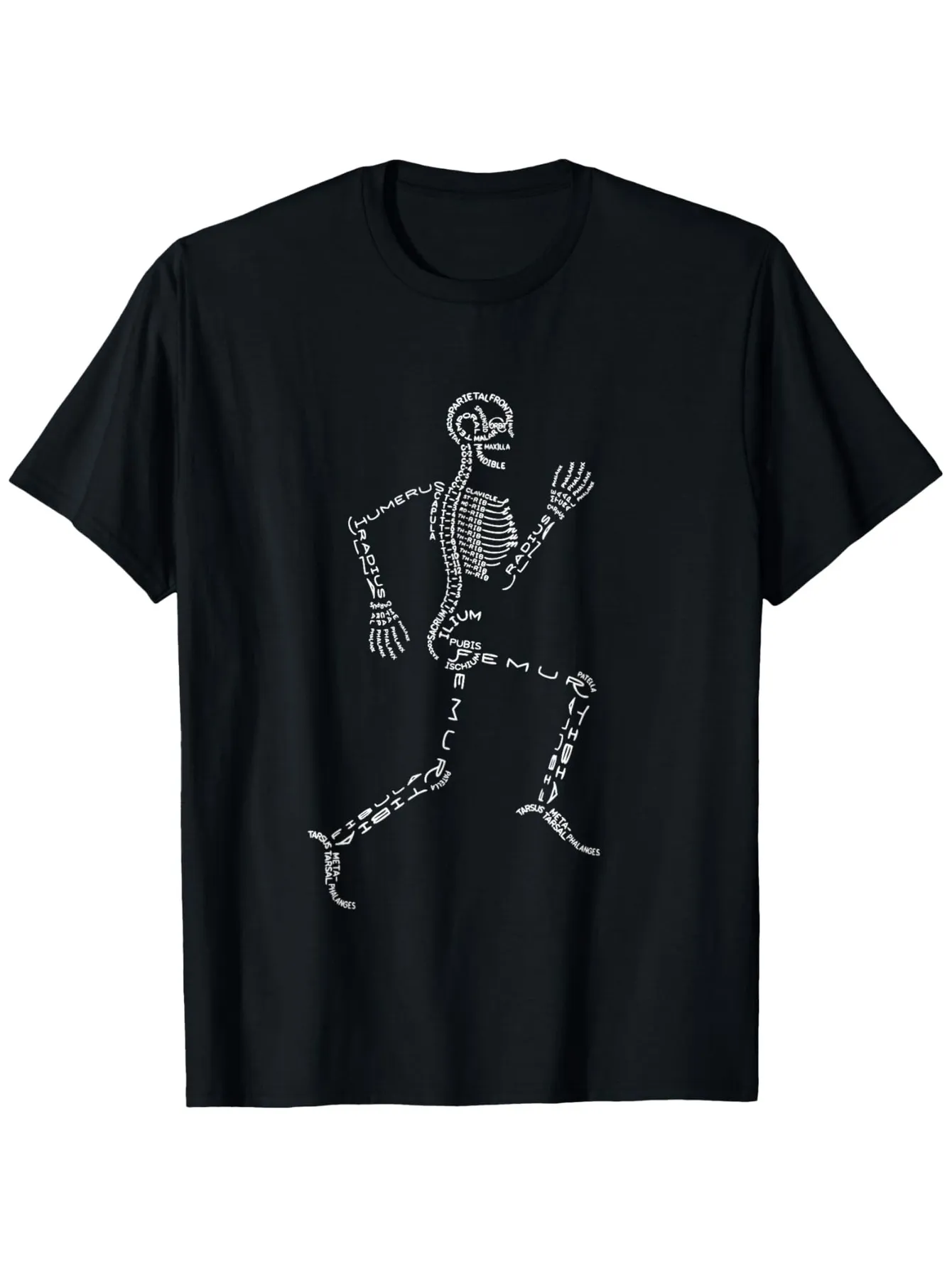 Tailorly Men's Printed Tee - Skeleton Bones In Motion On A Running Dark Shirt sold by Tailorly