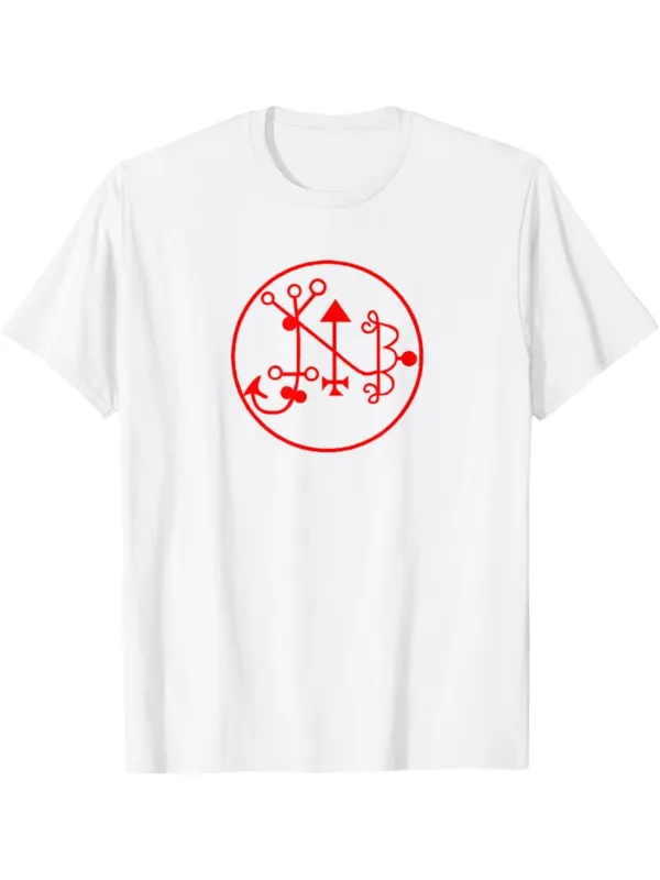 Tailorly Men's Printed Tee - Intricate Red Magical Circle Symbol With Mysterious Arcane Geometric Lines TShirt made by Tailorly