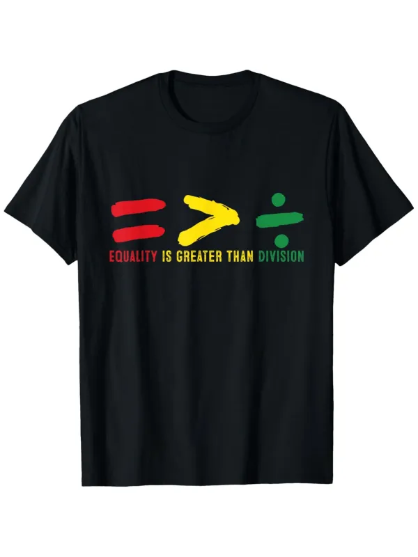 Tailorly Men's Printed Tee - Equality Is Greater Than Division Colorful Painted Symbols On Black T Shirt made by Tailorly