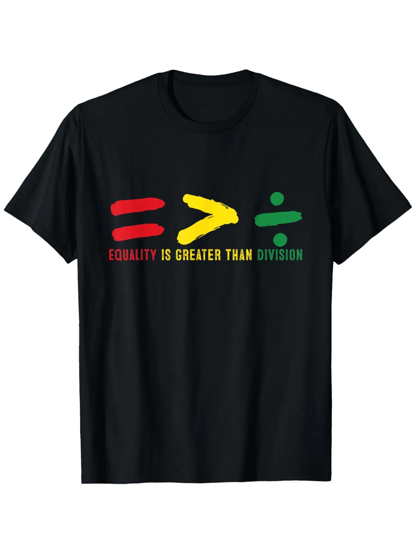 Tailorly Men's Printed Tee - Equality Is Greater Than Division Colorful Painted Symbols On Black T Shirt sold by Tailorly