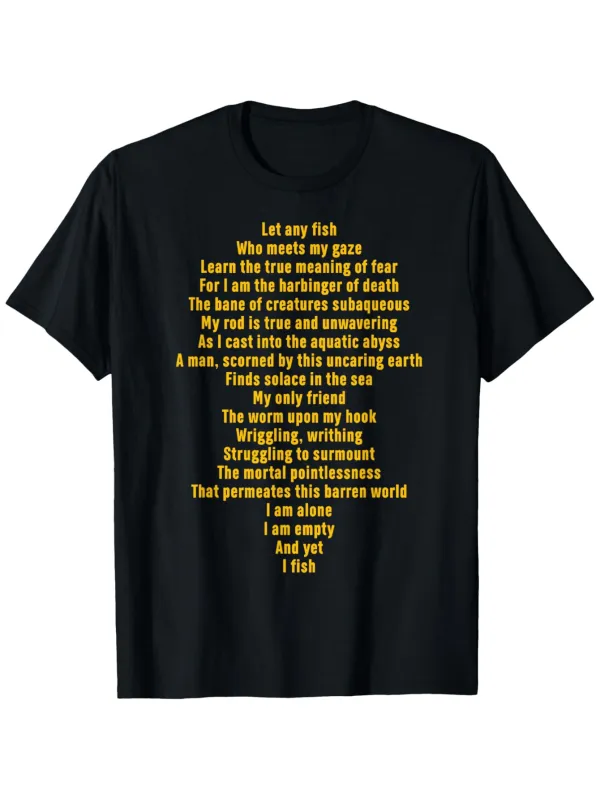 Tailorly Men's Printed Tee - Poetic Yellow Text Centered On Classic Black T Shirt made by Tailorly