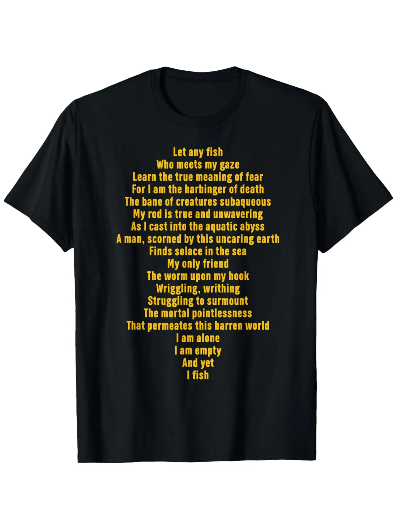 Tailorly Men's Printed Tee - Poetic Yellow Text Centered On Classic Black T Shirt sold by Tailorly