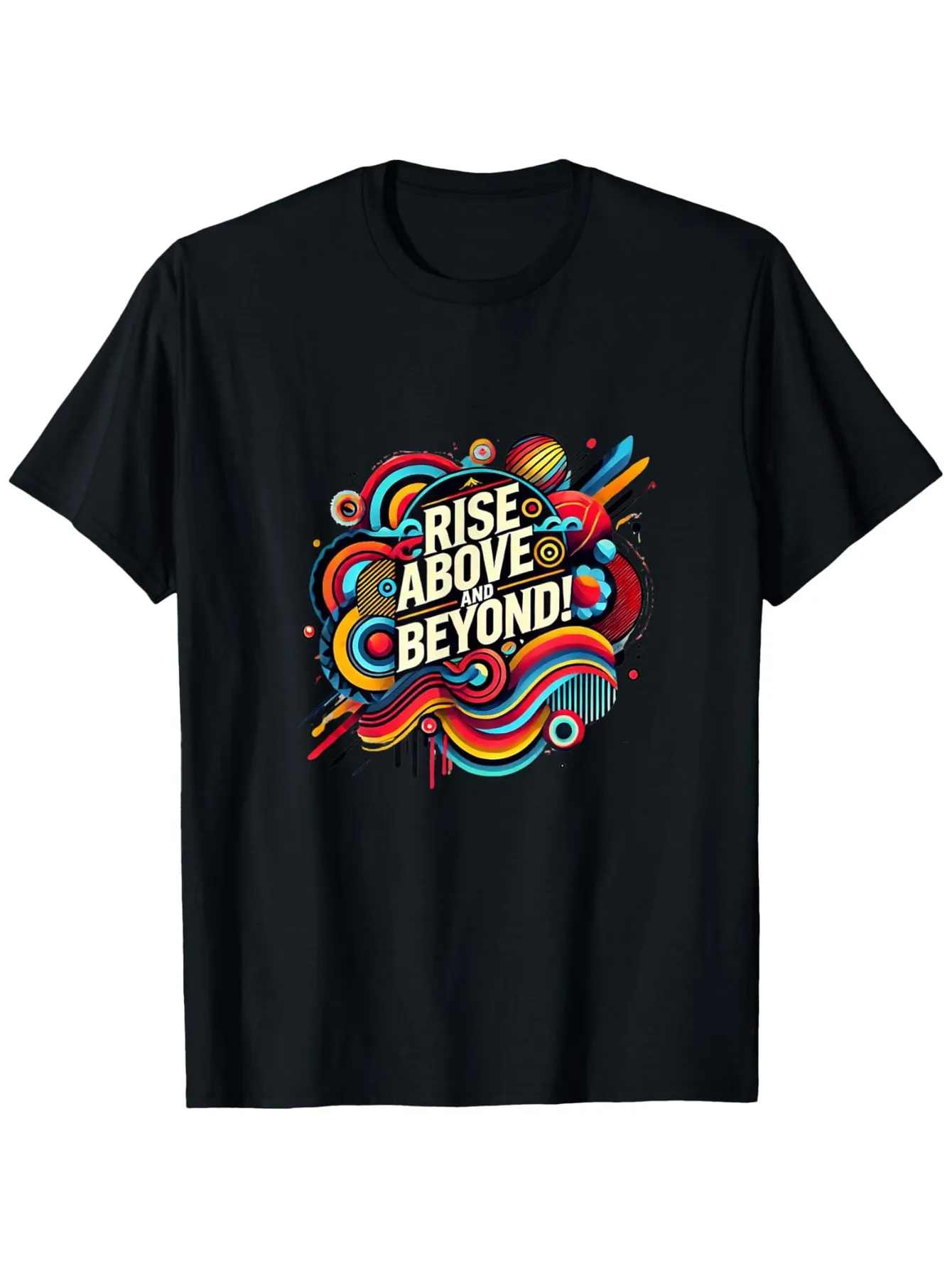 Tailorly Men's Printed Tee - Rise Above Beyond With Colorful Swirling Lines And Vibrant Abstract Pattern sold by Tailorly