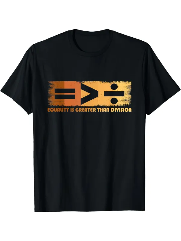 Tailorly Men's Printed Tee - Equality Is Greater Than Division Bold Text With Abstract Painted Symbols T Shirt made by Tailorly