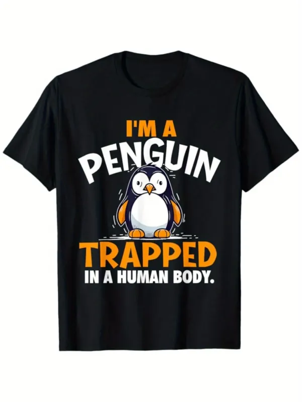 Tailorly Men's Printed Tee - Im A Penguin Trapped In A Human Body With Cartoon Illustration Of Penguin made by Tailorly