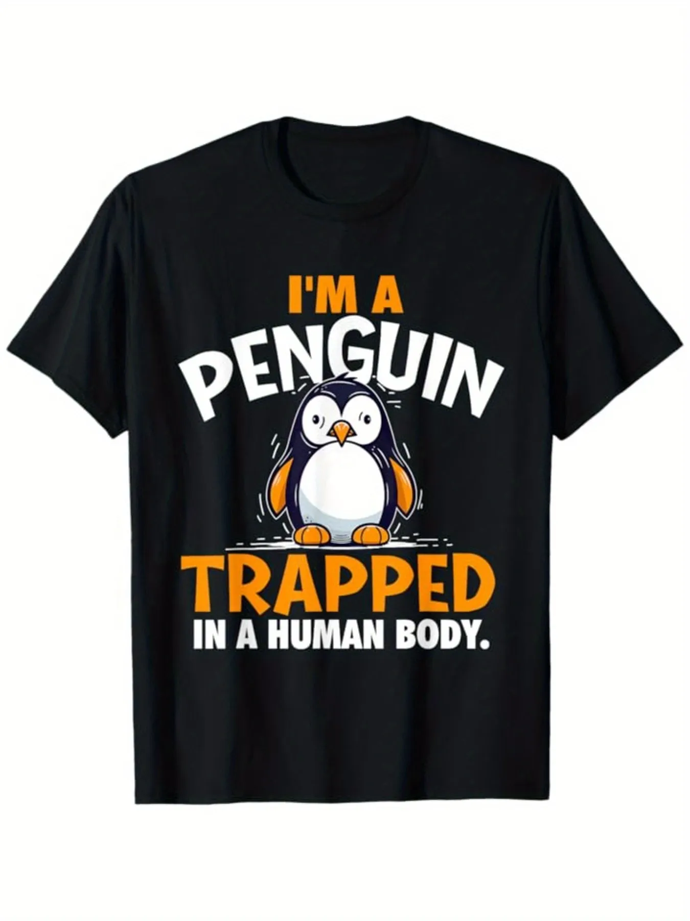 Tailorly Men's Printed Tee - Im A Penguin Trapped In A Human Body With Cartoon Illustration Of Penguin sold by Tailorly