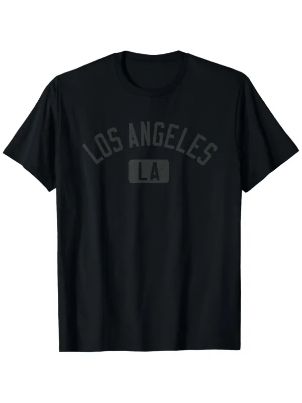 Tailorly Men's Printed Tee - Los Angeles LA Text With Minimalist Bold Typeface Black Tshirt made by Tailorly