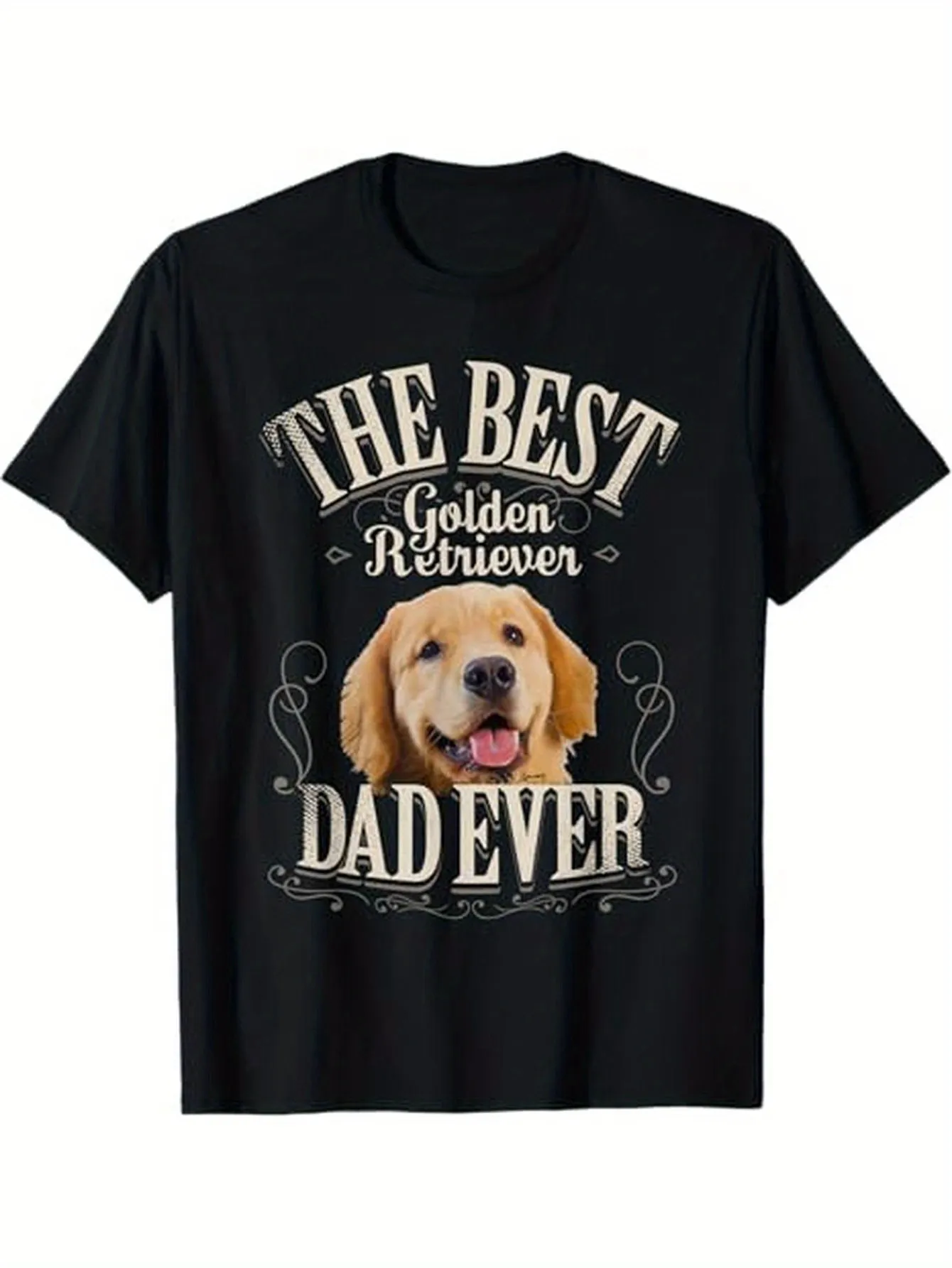 Tailorly Men's Printed Tee - The Best Golden Retriever Dad Ever With Cute Smiling Dog Face sold by Tailorly