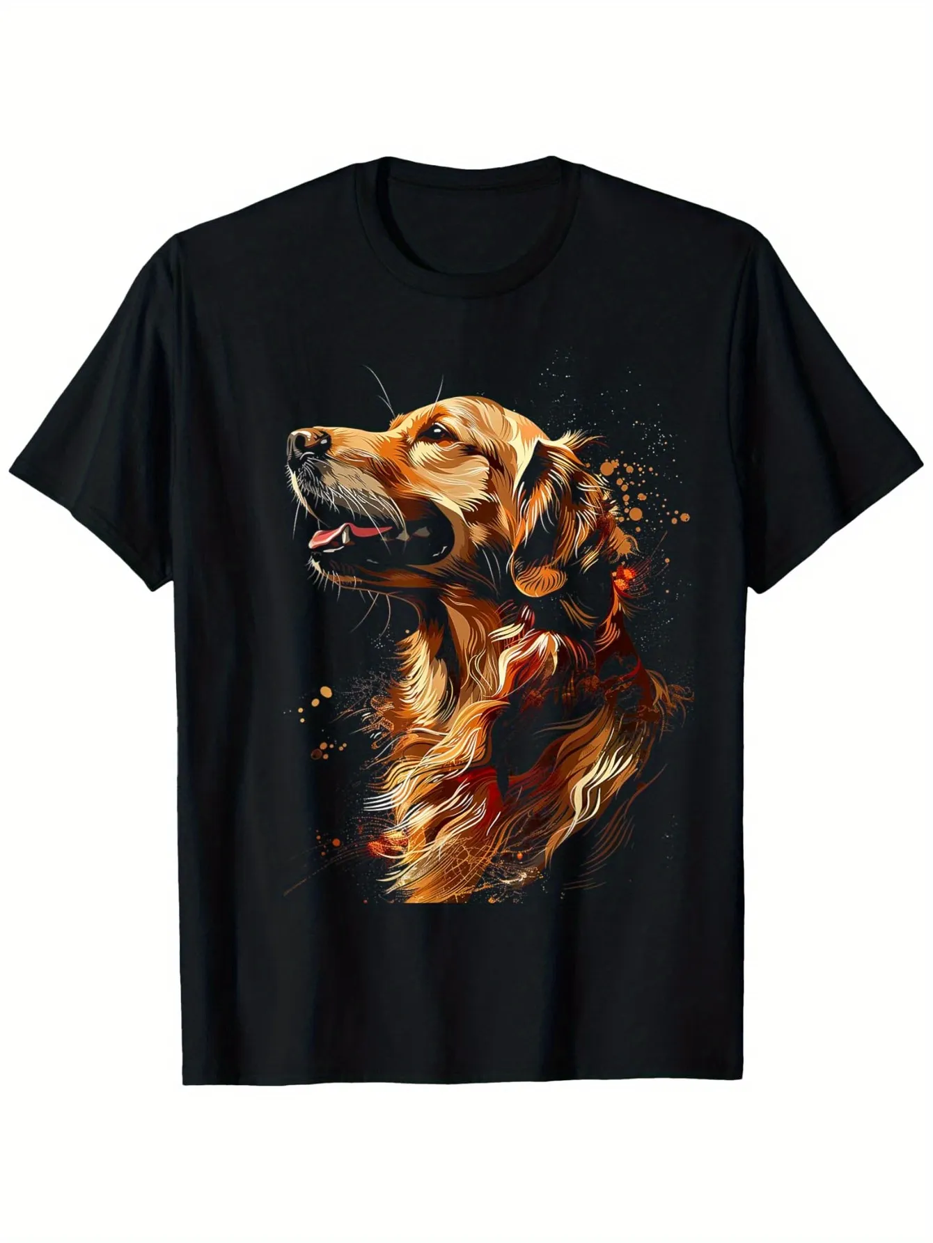 Tailorly Men's Printed Tee - Playful Golden Retriever With Sunlight Hues And Flowing Fur Portrait Dog sold by Tailorly