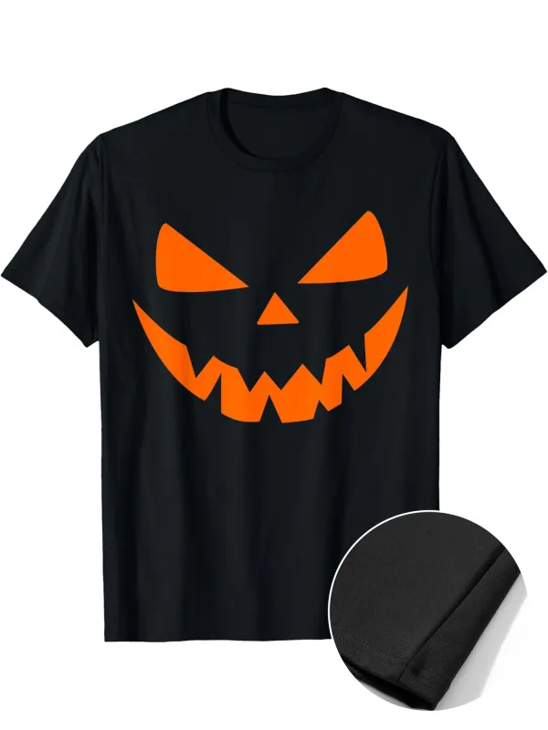 Tailorly Men's Printed Tee - Glowing Orange Halloween Faces On Spooky Night Pumpkin made by Tailorly