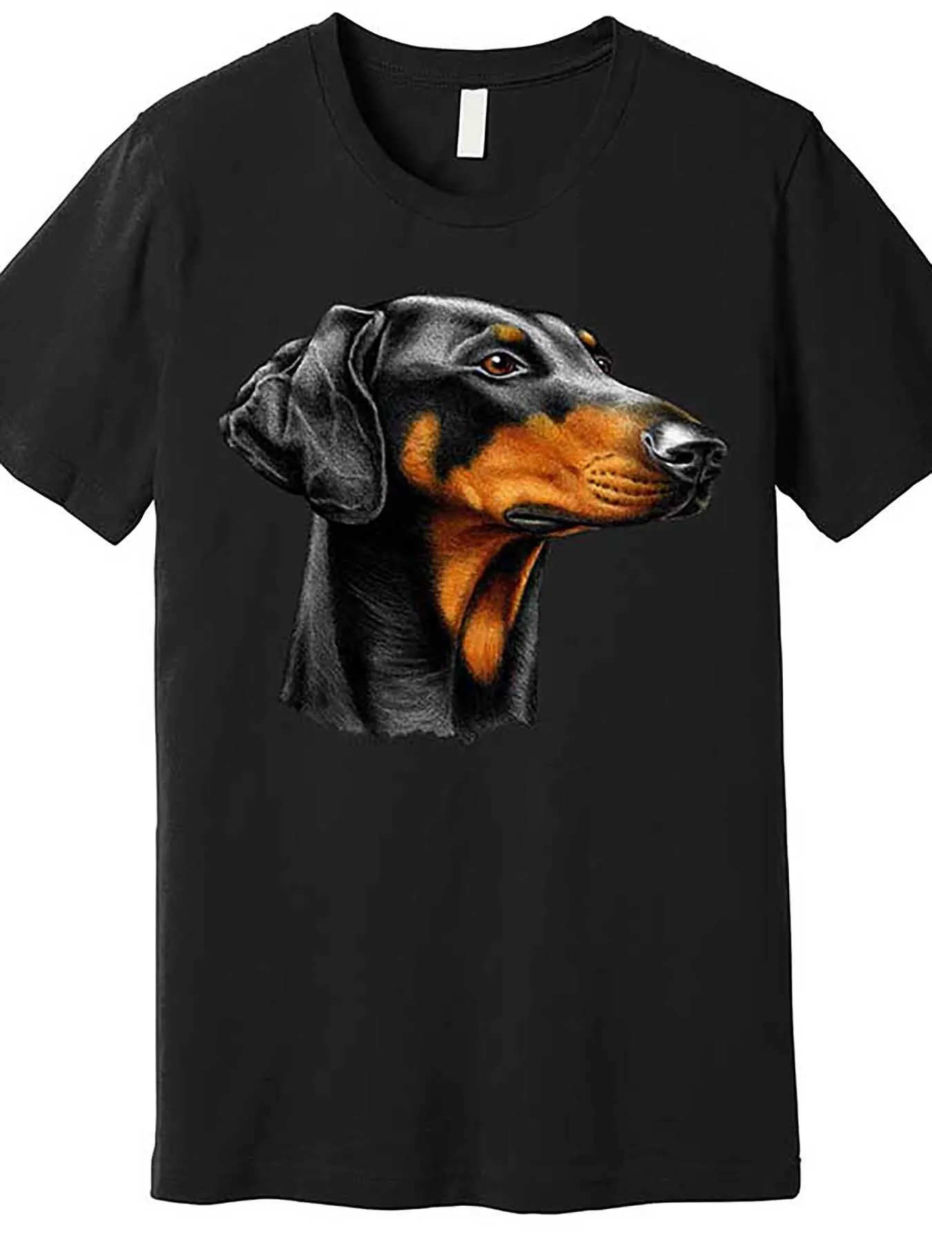Tailorly Men's Printed Tee - Elegant Shiny Black Brown Portrait Of Loyal Doberman Dog sold by Tailorly