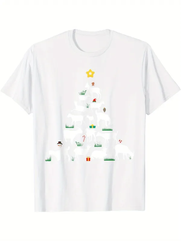 Tailorly Men's Printed Tee - Snowy Holiday Scene With Playful Polar Bears Among Christmas Gifts Tree made by Tailorly