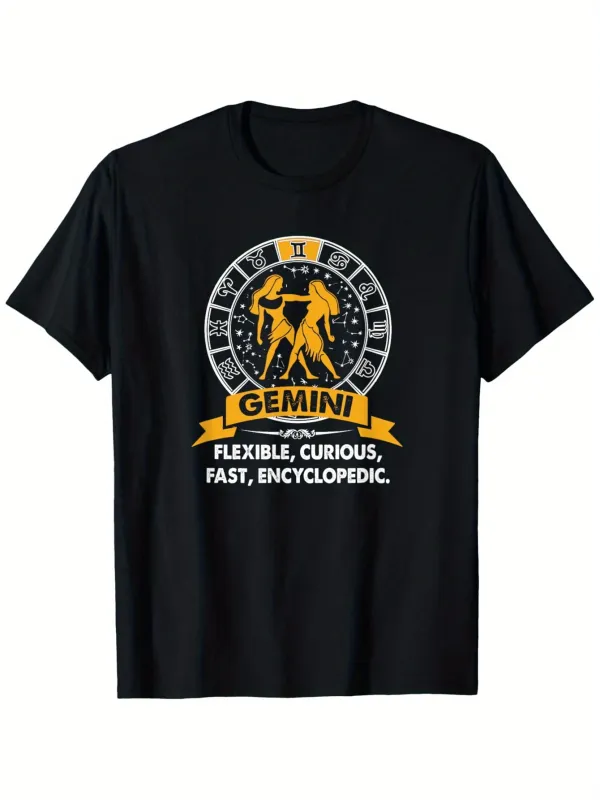 Tailorly Men's Printed Tee - Gemini Zodiac Sign With Stars Symbolic Twin Figures made by Tailorly