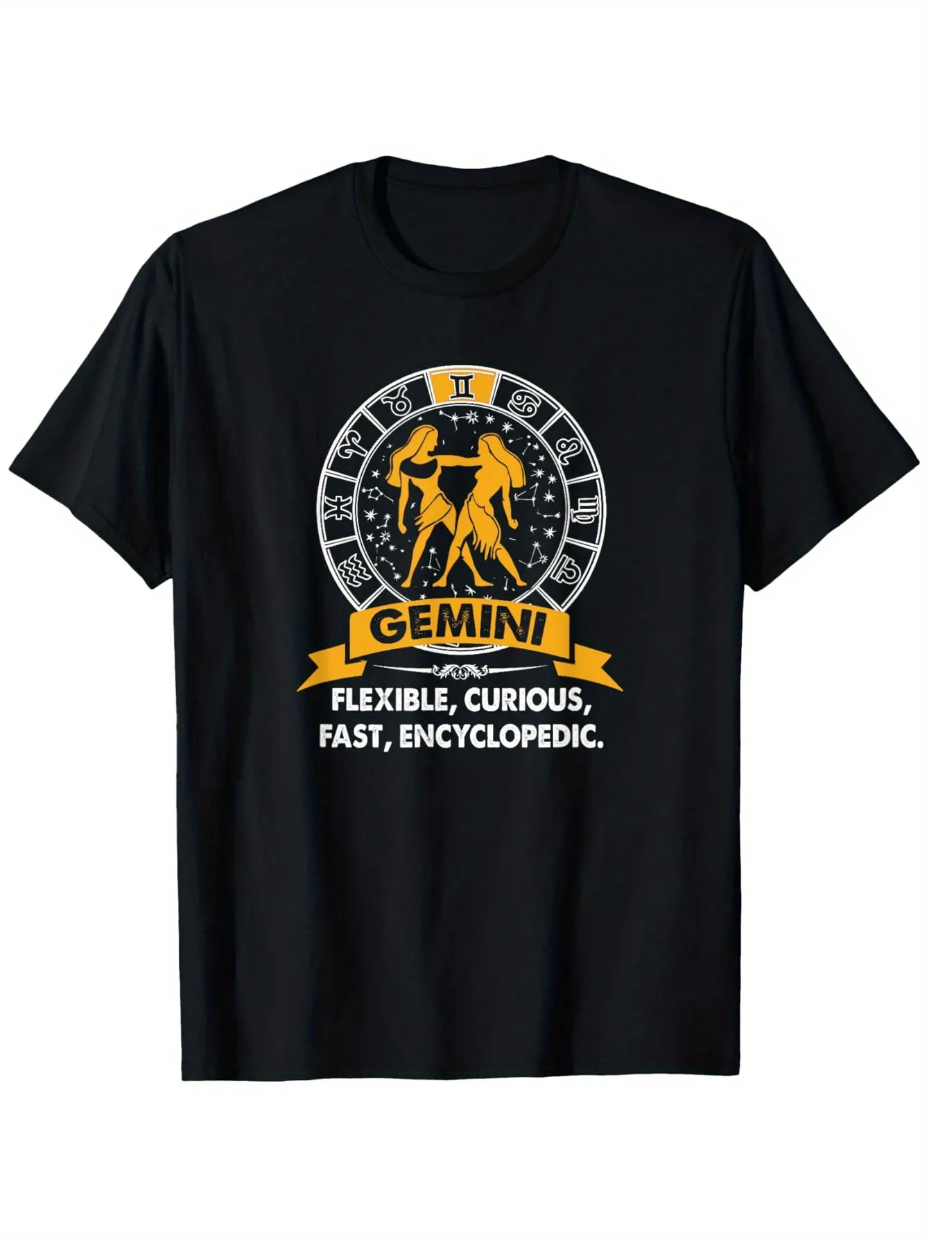 Tailorly Men's Printed Tee - Gemini Zodiac Sign With Stars Symbolic Twin Figures sold by Tailorly
