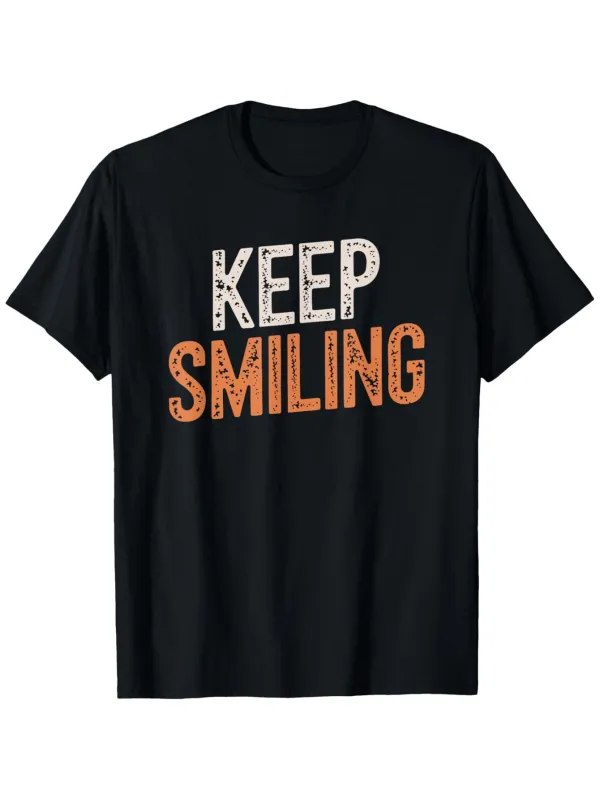 Tailorly Men's Printed Tee - Keep Smiling Hand Drawn Dotted Letter Art Graphic Text Tee made by Tailorly