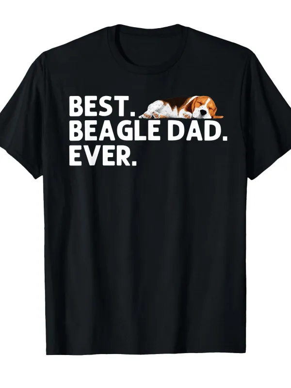 Tailorly Men's Printed Tee - Best Beagle Dad Ever With Resting Dog On Letters Beagle made by Tailorly