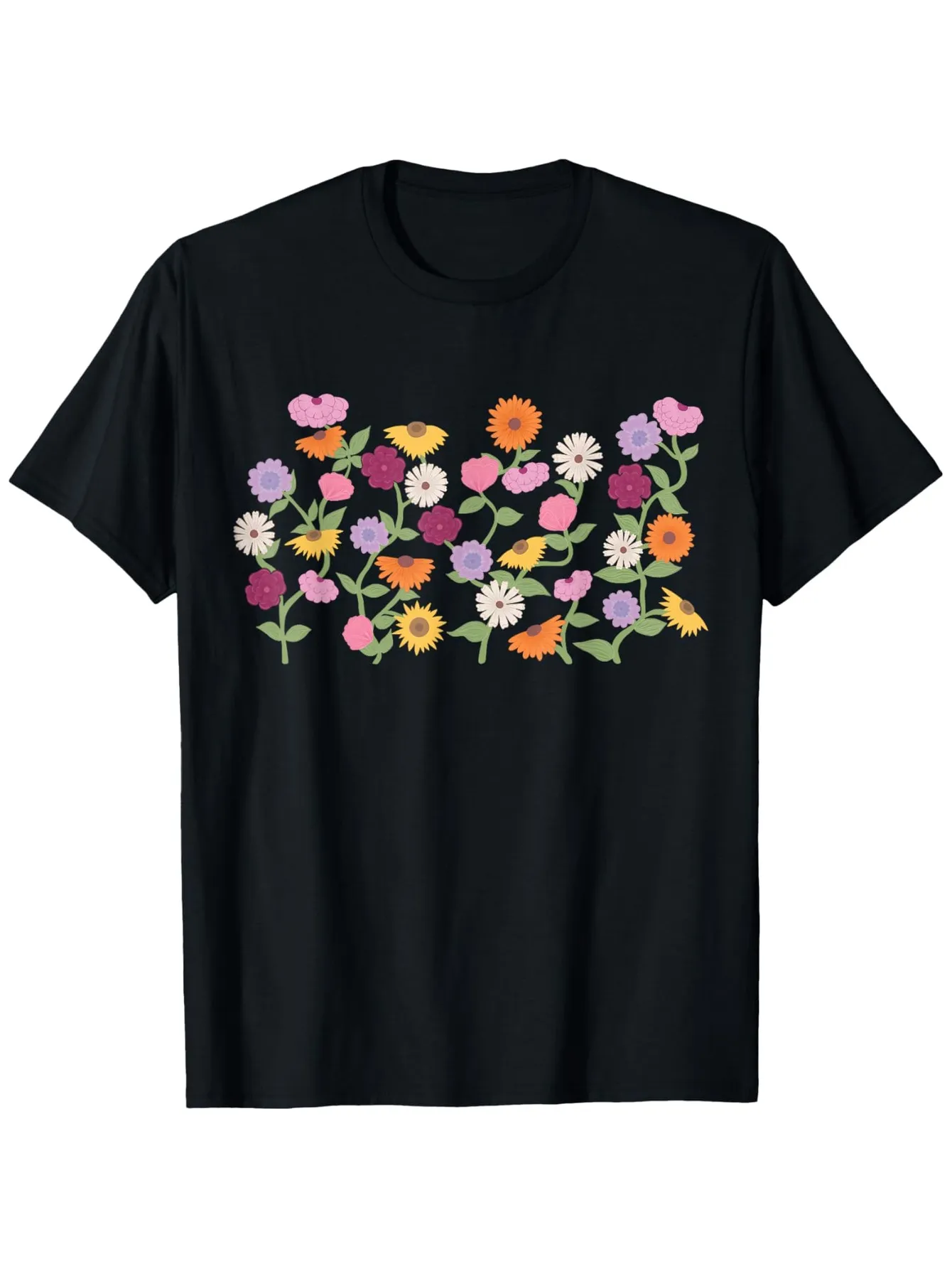 Tailorly Men's Printed Tee - Colorful Petals Blooming In Spring Among Vibrant Wild Meadow Flowers sold by Tailorly