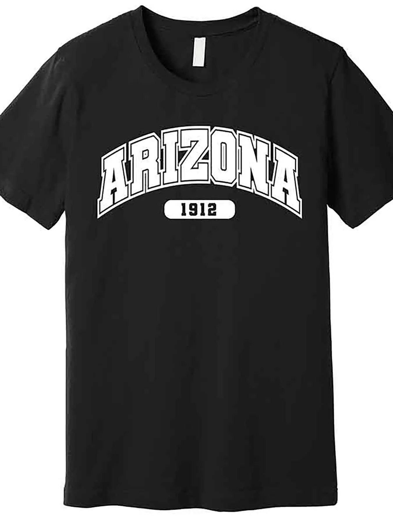 Tailorly Men's Printed Tee - Arizona 1912 Bold White Print On Black Cotton T Shirt sold by Tailorly