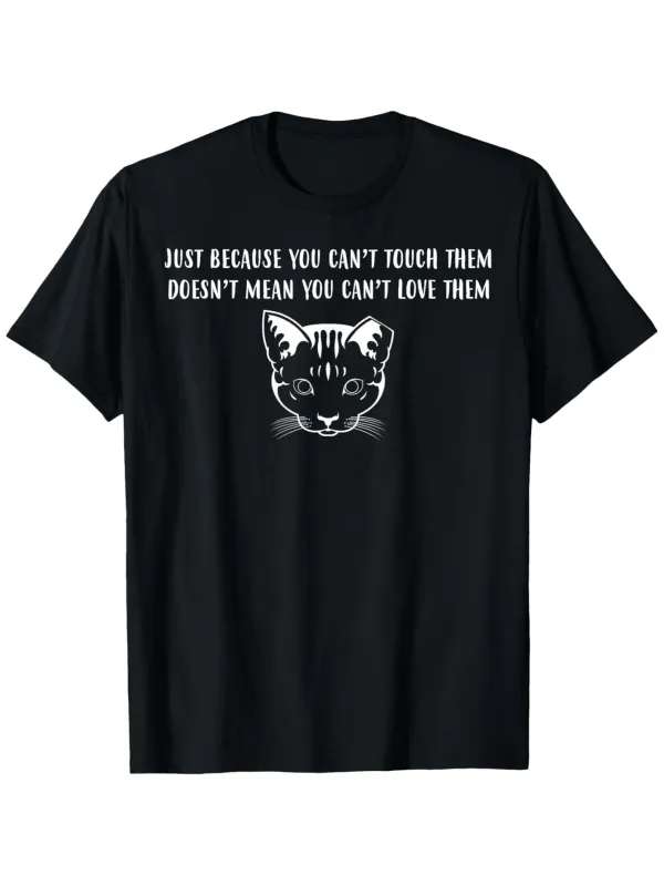 Tailorly Men's Printed Tee - Just Because You Cant Touch Them Cat Face With Glowing Eyes made by Tailorly