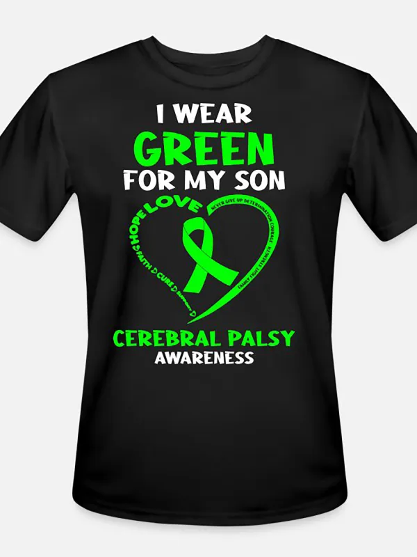 Tailorly Men's Printed Tee - I Wear Green For My Son Hope Love Awareness Ribbon Shirt made by Tailorly