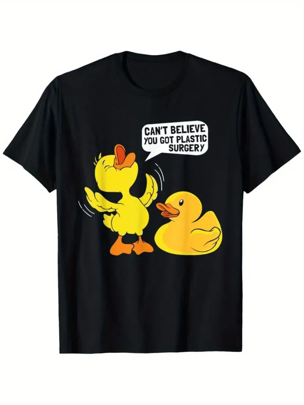 Tailorly Men's Printed Tee - Cant Believe You Got Plastic Surgery Cartoon Ducks With Playful Expression made by Tailorly