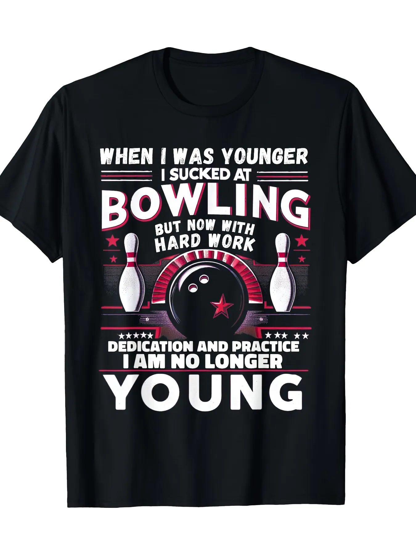 Tailorly Men's Printed Tee - Hard Work Dedication And Practice Bowling Ball With Pins sold by Tailorly