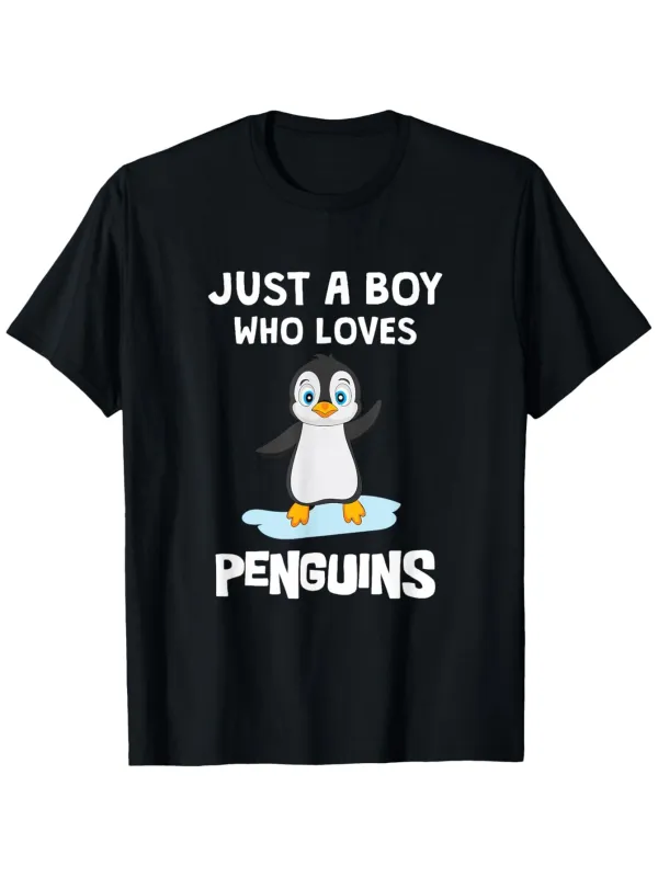Tailorly Men's Printed Tee - Just A Boy Who Loves Ice And Happy Penguin made by Tailorly