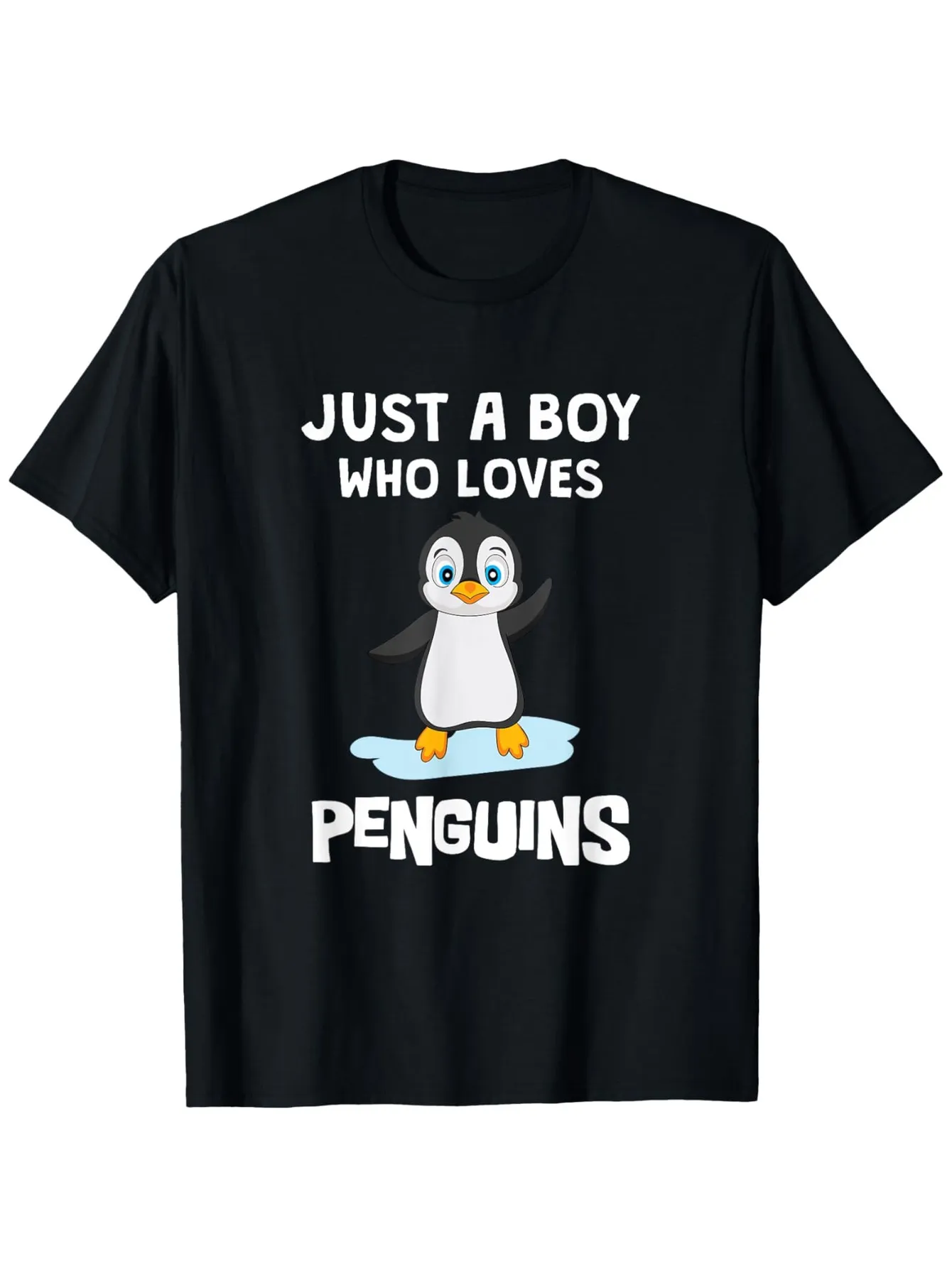 Tailorly Men's Printed Tee - Just A Boy Who Loves Ice And Happy Penguin sold by Tailorly