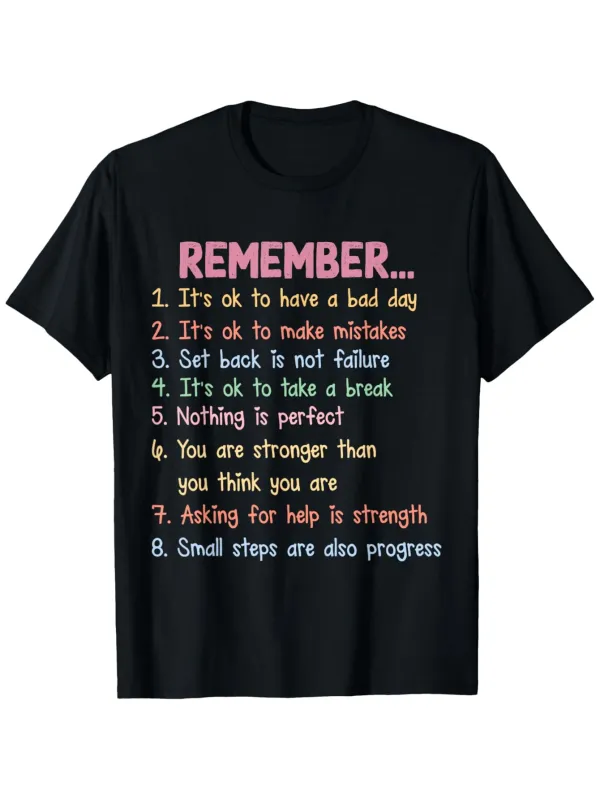 Tailorly Men's Printed Tee - Remember Pastel Motivational Quotes On A Classic Black Cotton Shirt made by Tailorly