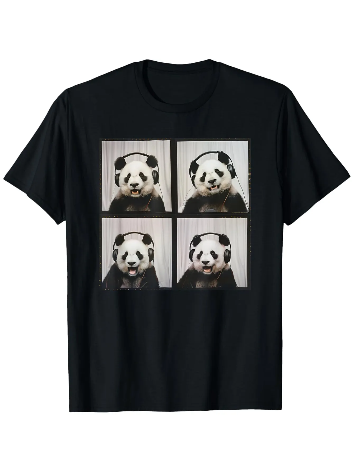 Tailorly Men's Printed Tee - Four Photographic Portrait Panels Featuring Playful Panda Bear sold by Tailorly