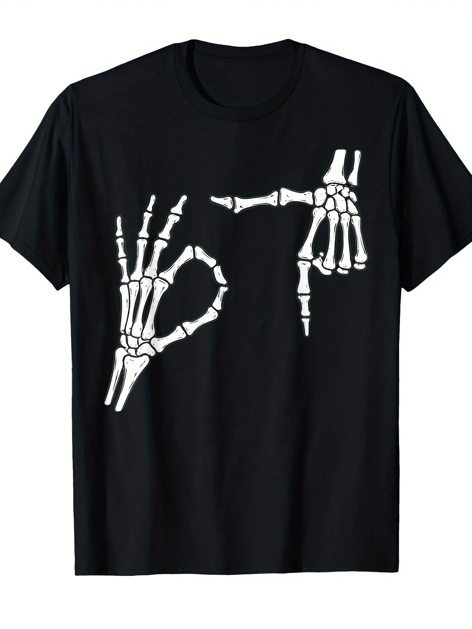 Tailorly Men's Printed Tee - Hand Bones Forming Gesture With Bony Fingers And White Skeleton Hands sold by Tailorly