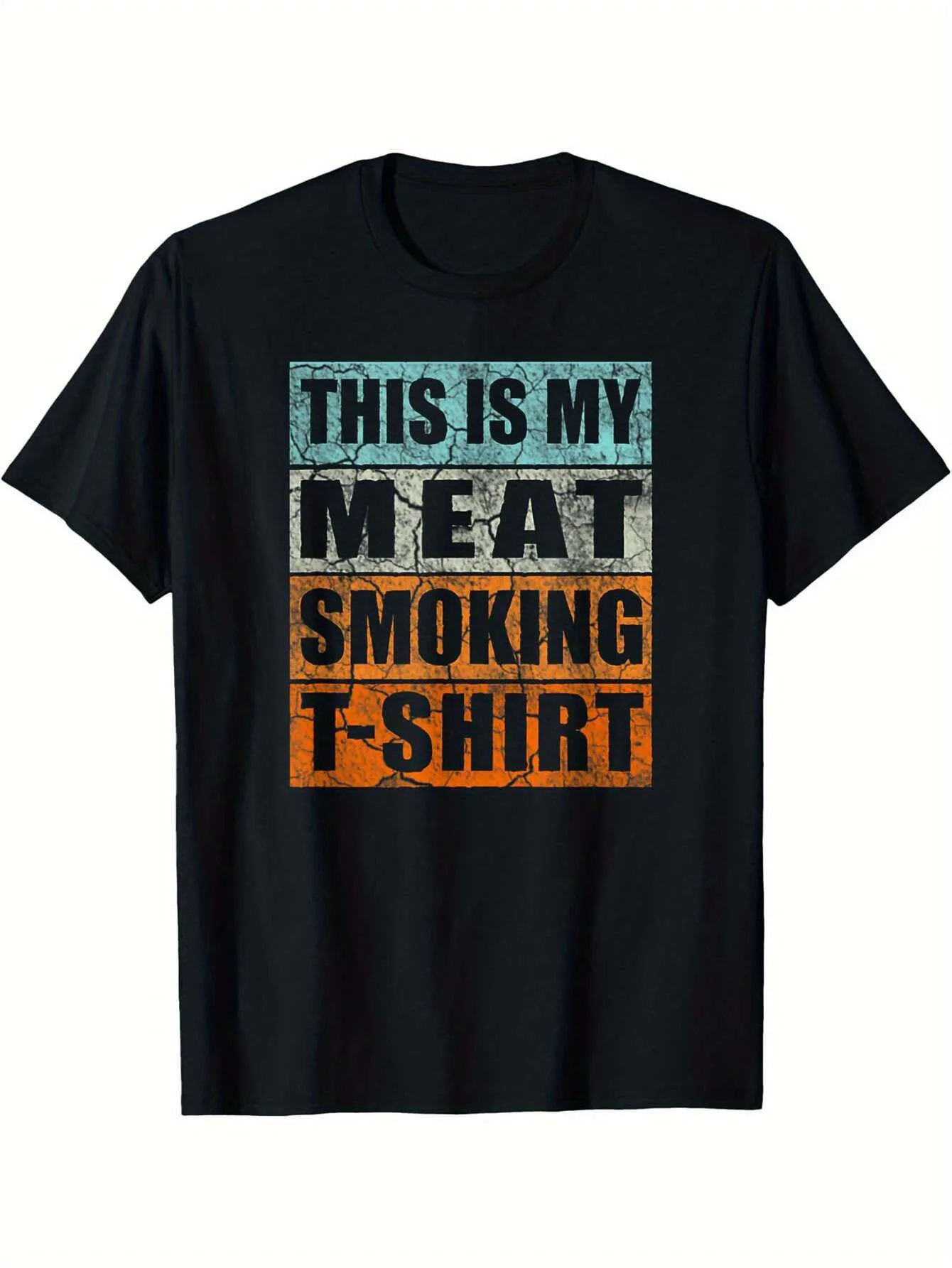 Tailorly Men's Printed Tee - This Is My Meat Smoking T Shirt Color Block Retro Grill Tee sold by Tailorly