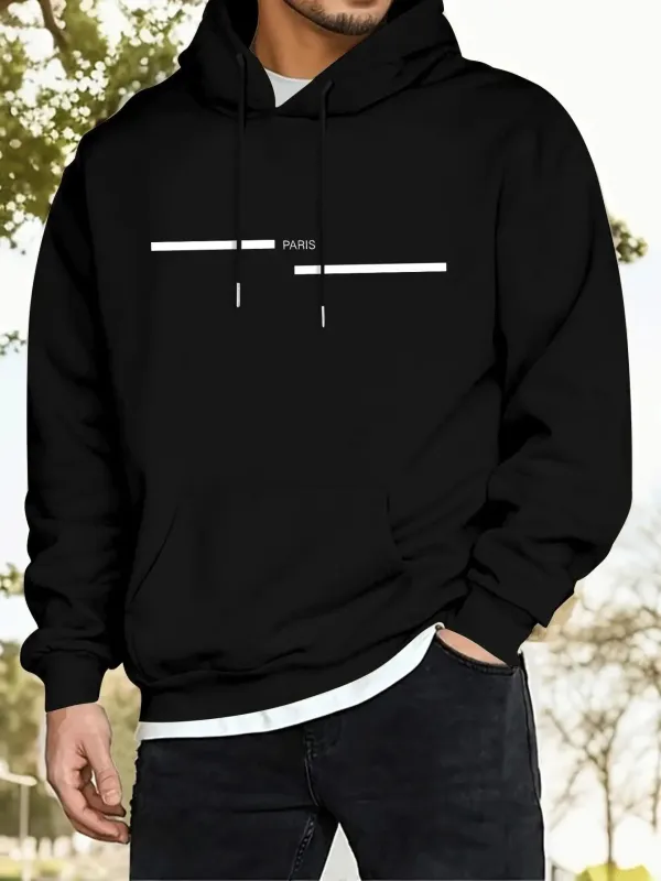Tailorly Men's Printed Hoodie - Simple Minimalist Horizontal Lines With Modern Typography Hoodie made by Tailorly