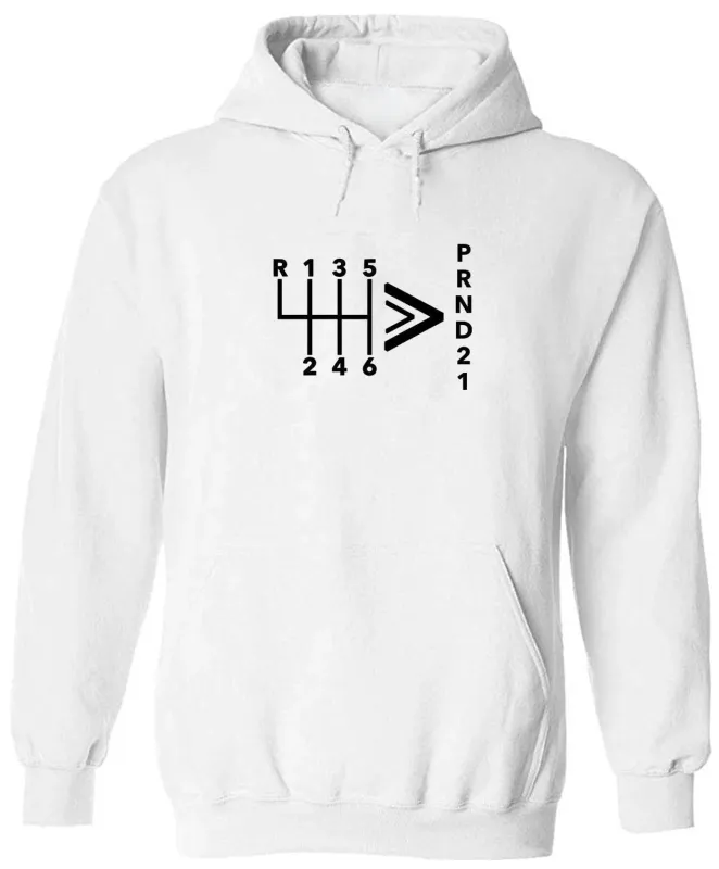 Tailorly Men's Printed Hoodie - Manual Gear Shift With Arrow Pointing To Automatic Letters Car Shifter made by Tailorly