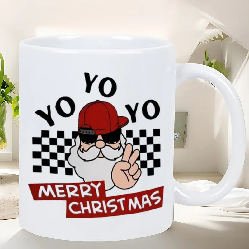 Tailorly White Ceramic 11 oz Mug - Yo Yo Yo Merry Christmas Hip Hop Santa Wearing Red Cap And Sunglasses Santa made by Tailorly