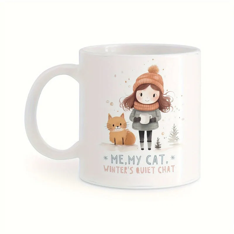 Tailorly White Ceramic 11 oz Mug - golfers birthdays christmas quiet design white with red hat scarf illustration made by Tailorly