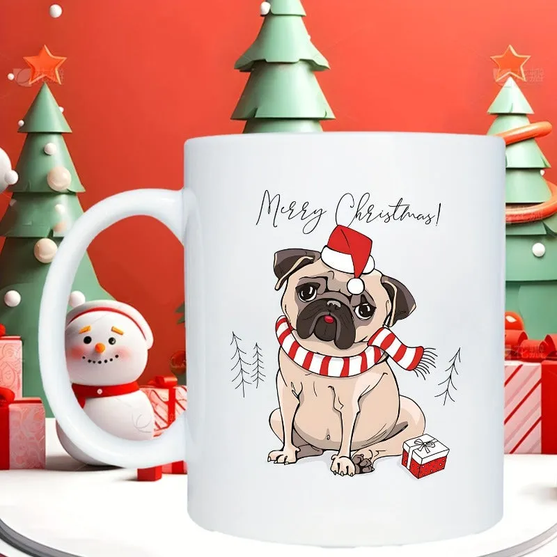 Tailorly White Ceramic 11 oz Mug - Santa hat scarf made by Tailorly
