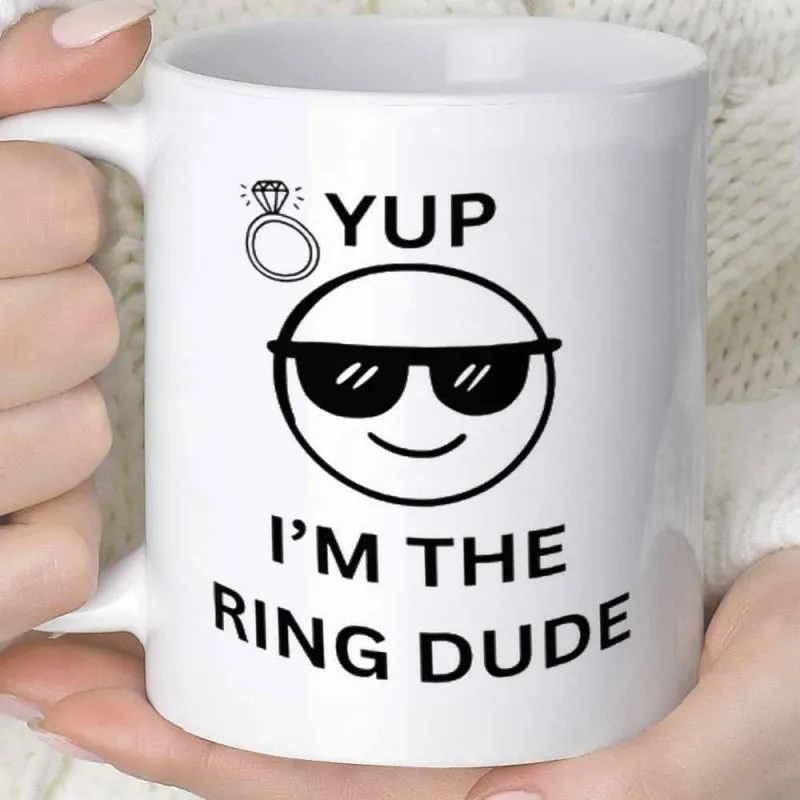 Tailorly White Ceramic 11 oz Mug - Yup Im The Ring Dude Cool Smiley Face Wearing Sunglasses With Diamond Ring Dude made by Tailorly