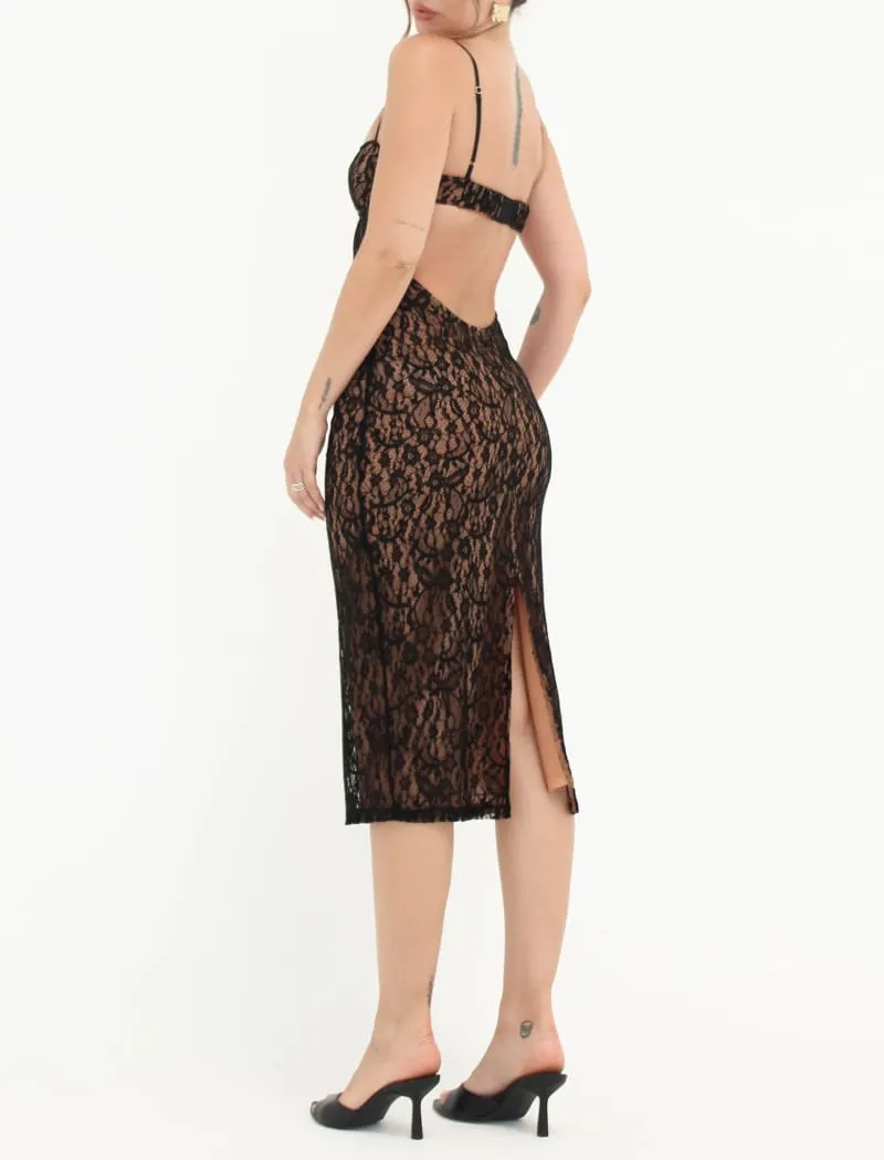 Bordeaux Midi Dress | Black Lace sold by Rumored product image thumbnail 4