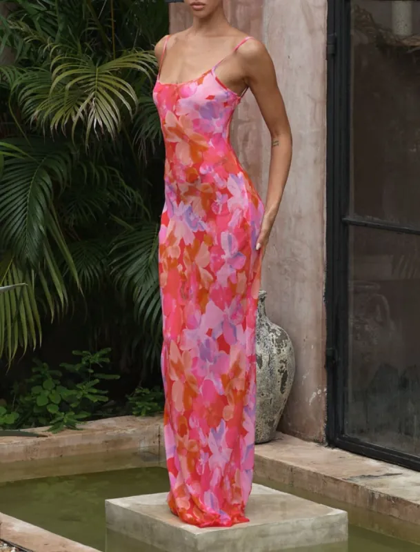 Vintage Slip Maxi Dress | Watercolor Pansy sold by Rumored