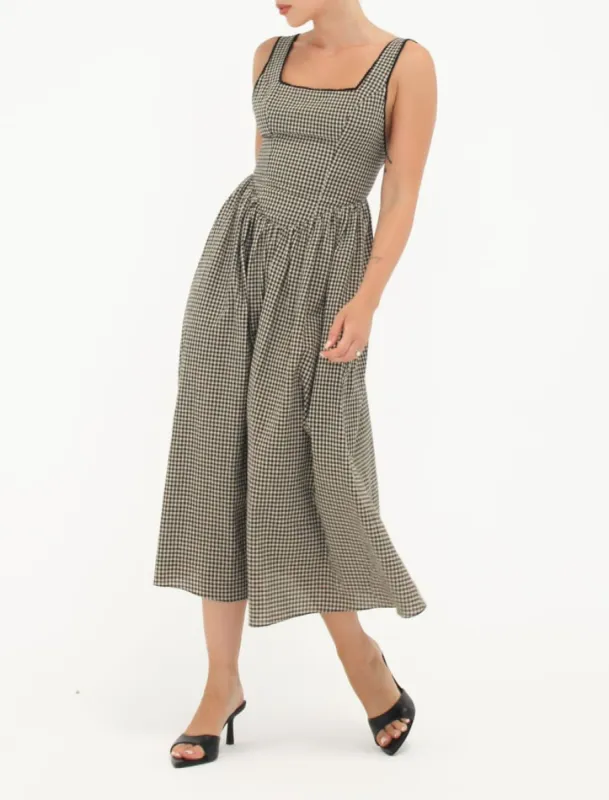 Toulouse Midi Dress | Black Gingham sold by Rumored
