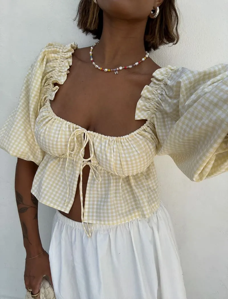 Parton Top | Buttermilk Gingham sold by Rumored